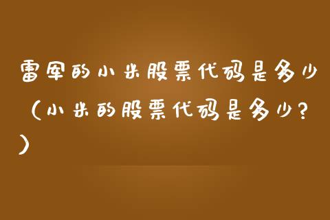 雷军的小米股票代码是多少（小米的股票代码是多少?）_https://www.ltsssb.com_新股数据_第1张
