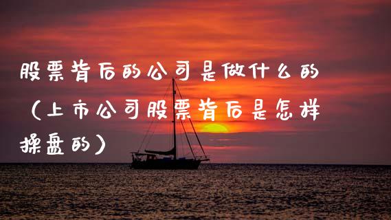 股票背后的公司是做什么的（上市公司股票背后是怎样操盘的）_https://www.ltsssb.com_新股数据_第1张