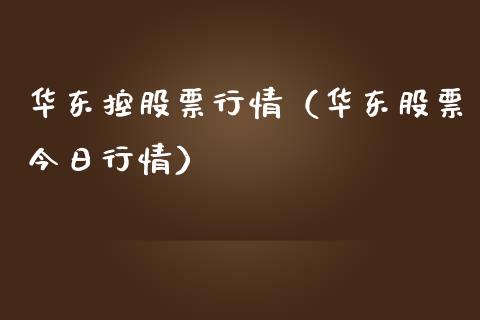 华东控股票行情（华东股票今日行情）_https://www.ltsssb.com_股市分析_第1张
