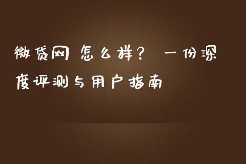 微贷网 怎么样？ 一份深度评测与用户指南_https://www.ltsssb.com_国际财经_第1张
