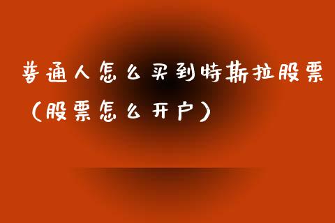 普通人怎么买到特斯拉股票（股票怎么开户）_https://www.ltsssb.com_股市分析_第1张