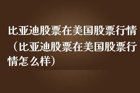比亚迪股票在美国股票行情（比亚迪股票在美国股票行情怎么样）_https://www.ltsssb.com_股票理论_第1张