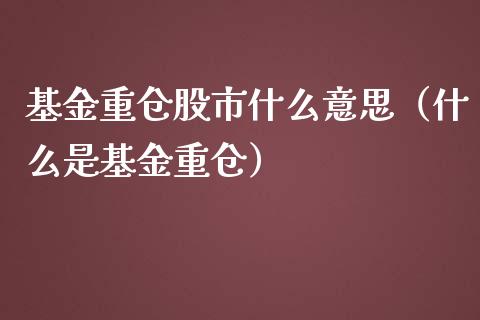 基金重仓股市什么意思（什么是基金重仓）_https://www.ltsssb.com_基金频道_第1张