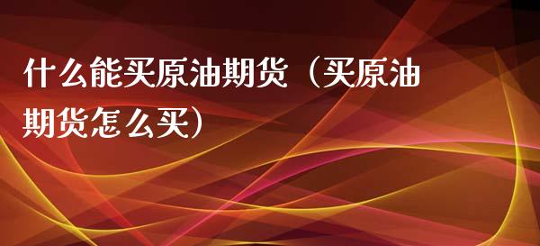 什么能买原油期货（买原油期货怎么买）_https://www.ltsssb.com_期货密码_第1张