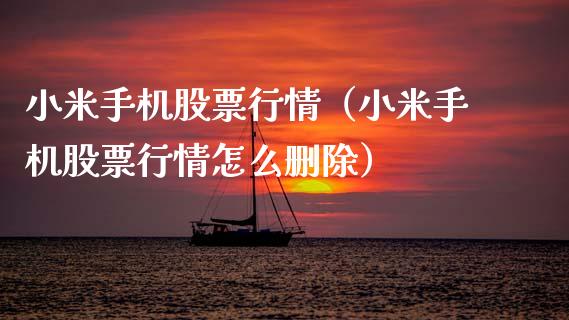 小米手机股票行情（小米手机股票行情怎么删除）_https://www.ltsssb.com_新股数据_第1张