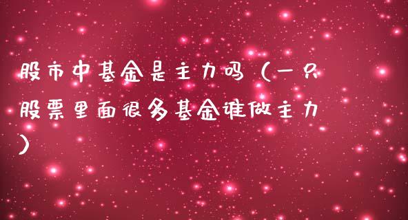 股市中基金是主力吗（一只股票里面很多基金谁做主力）_https://www.ltsssb.com_基金频道_第1张