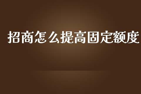 招商怎么提高固定额度_https://www.ltsssb.com_基金频道_第1张