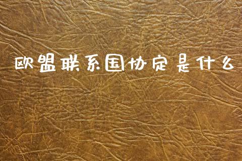 欧盟联系国协定是什么_https://www.ltsssb.com_国际财经_第1张