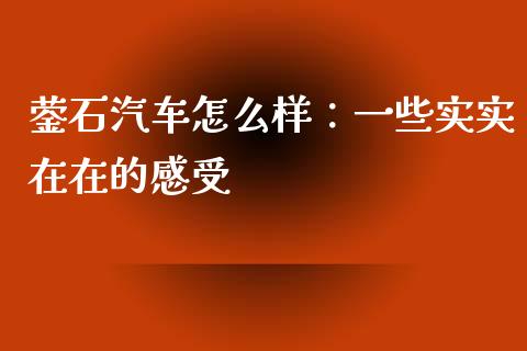 蓥石汽车怎么样：一些实实在在的感受_https://www.ltsssb.com_股票理论_第1张