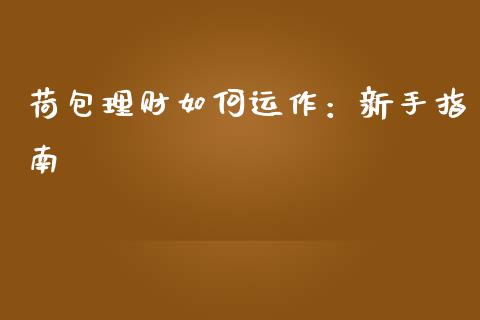 荷包理财如何运作：新手指南_https://www.ltsssb.com_期货密码_第1张