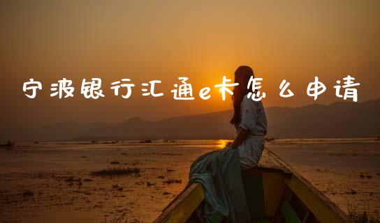 宁波银行汇通e卡怎么申请_https://www.ltsssb.com_新股数据_第1张