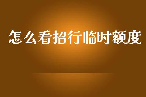 怎么看招行临时额度_https://www.ltsssb.com_期货行情_第1张