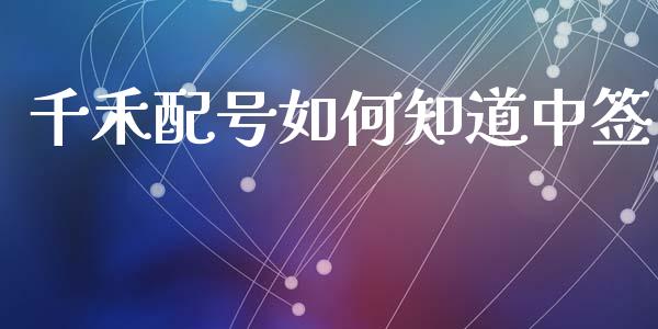 千禾配号如何知道中签_https://www.ltsssb.com_期货行情_第1张