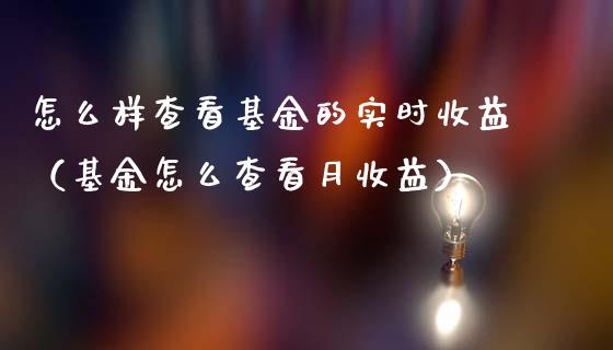 怎么样查看基金的实时收益（基金怎么查看月收益）_https://www.ltsssb.com_国际财经_第1张