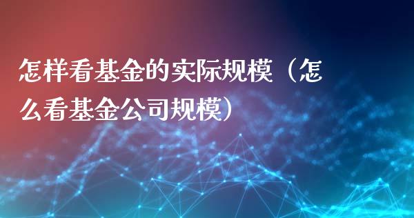 怎样看基金的实际规模（怎么看基金公司规模）_https://www.ltsssb.com_国际财经_第1张