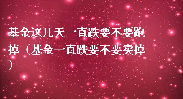 基金这几天一直跌要不要跑掉（基金一直跌要不要卖掉）_https://www.ltsssb.com_国际财经_第1张