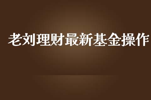 老刘理财最新基金操作_https://www.ltsssb.com_基金频道_第1张