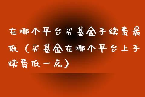 在哪个平台买基金手续费最低（买基金在哪个平台上手续费低一点）_https://www.ltsssb.com_基金频道_第1张
