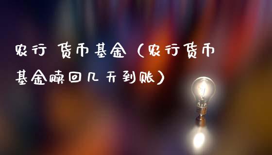 农行 货币基金（农行货币基金赎回几天到账）_https://www.ltsssb.com_基金频道_第1张