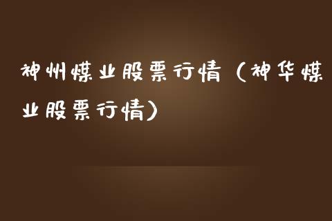 神州煤业股票行情（神华煤业股票行情）_https://www.ltsssb.com_新股数据_第1张