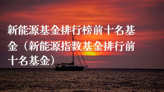 新能源基金排行榜前十名基金（新能源指数基金排行前十名基金）_https://www.ltsssb.com_基金频道_第1张
