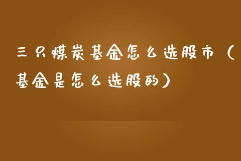 三只煤炭基金怎么选股市（基金是怎么选股的）_https://www.ltsssb.com_基金频道_第1张