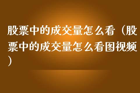 股票中的成交量怎么看（股票中的成交量怎么看图视频）_https://www.ltsssb.com_股市分析_第1张