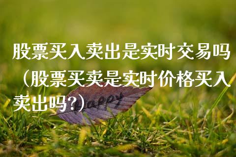股票买入卖出是实时交易吗（股票买卖是实时价格买入卖出吗?）_https://www.ltsssb.com_股市分析_第1张