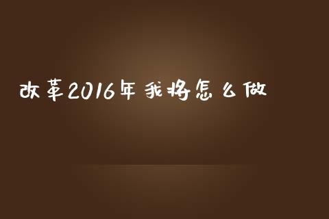 改革2016年我将怎么做_https://www.ltsssb.com_期货在线_第1张