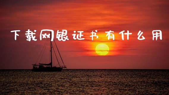 下载网银证书有什么用_https://www.ltsssb.com_期货在线_第1张