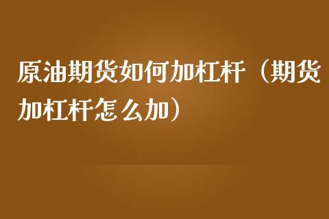 原油期货如何加杠杆（期货加杠杆怎么加）_https://www.ltsssb.com_期货密码_第1张