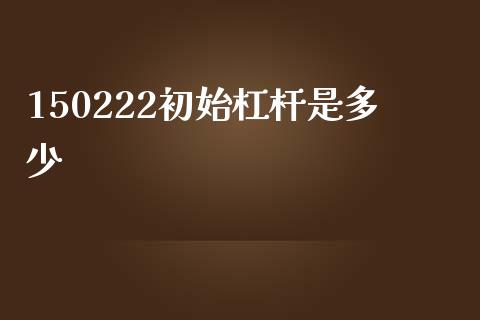 150222初始杠杆是多少_https://www.ltsssb.com_国际财经_第1张
