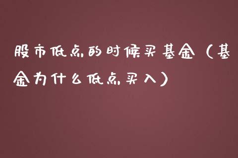 股市低点的时候买基金（基金为什么低点买入）_https://www.ltsssb.com_基金频道_第1张