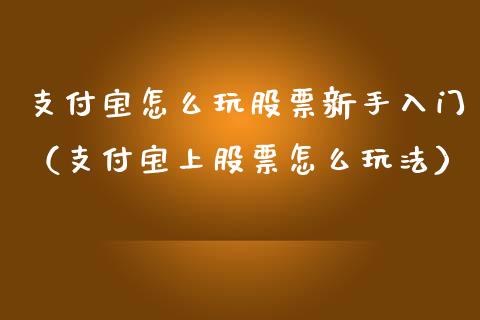 支付宝怎么玩股票新手入门（支付宝上股票怎么玩法）_https://www.ltsssb.com_股票理论_第1张