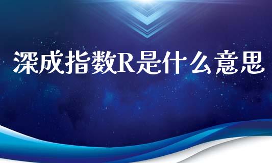 深成指数R是什么意思_https://www.ltsssb.com_国际财经_第1张