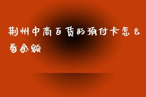 荆州中商百货的预付卡怎么看余额_https://www.ltsssb.com_期货密码_第1张