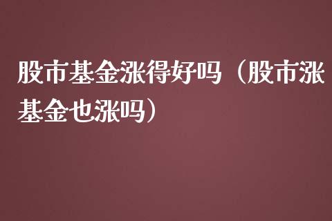 股市基金涨得好吗（股市涨基金也涨吗）_https://www.ltsssb.com_基金频道_第1张