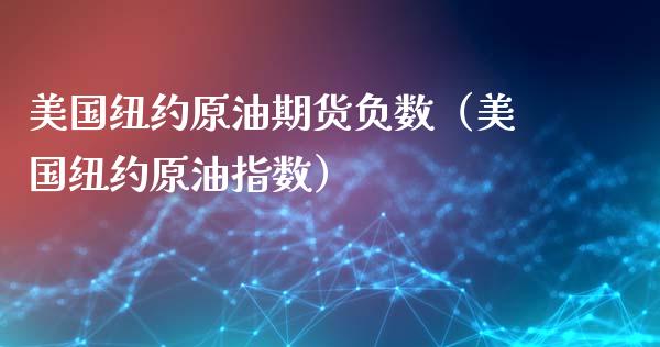 美国纽约原油期货负数（美国纽约原油指数）_https://www.ltsssb.com_期货密码_第1张