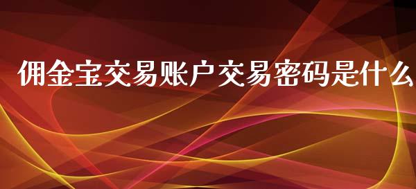 佣金宝交易账户交易密码是什么_https://www.ltsssb.com_期货在线_第1张