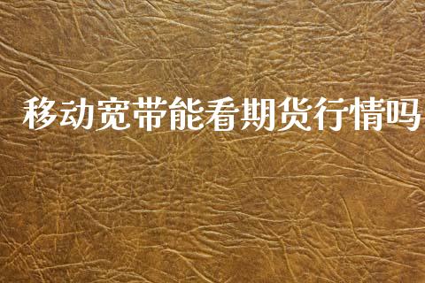移动宽带能看期货行情吗_https://www.ltsssb.com_期货在线_第1张