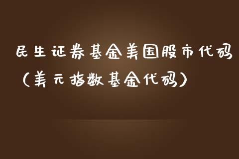 民生证券基金美国股市代码（美元指数基金代码）_https://www.ltsssb.com_基金频道_第1张
