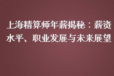 上海精算师年薪揭秘：薪资水平、职业发展与未来展望_https://www.ltsssb.com_国际财经_第1张