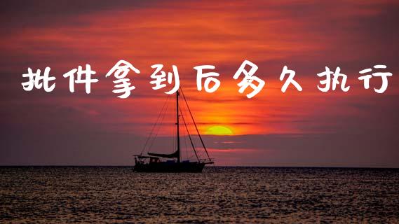 批件拿到后多久执行_https://www.ltsssb.com_国际财经_第1张