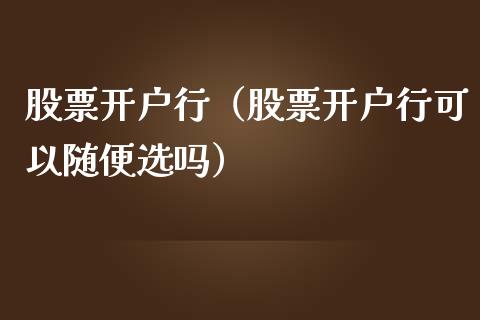 股票开户行（股票开户行可以随便选吗）_https://www.ltsssb.com_股票理论_第1张