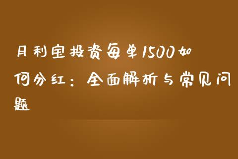 月利宝投资每单1500如何分红：全面解析与常见问题_https://www.ltsssb.com_期货密码_第1张
