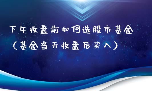 下午收盘前如何选股市基金（基金当天收盘后买入）_https://www.ltsssb.com_基金频道_第1张