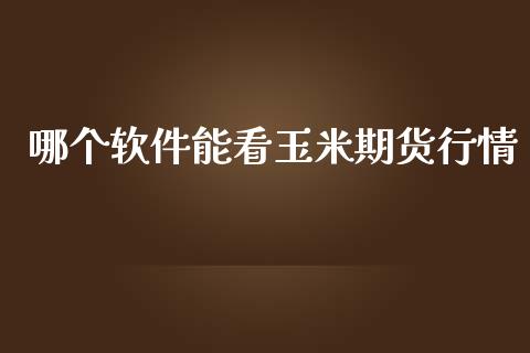 哪个软件能看玉米期货行情_https://www.ltsssb.com_期货密码_第1张