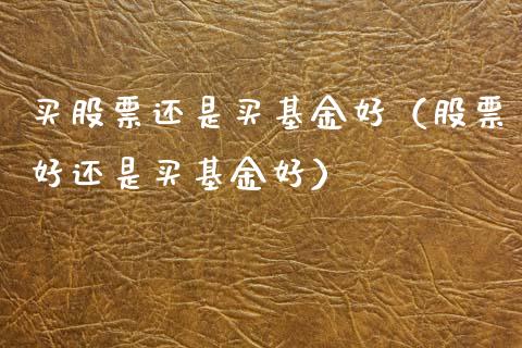 买股票还是买基金好（股票好还是买基金好）_https://www.ltsssb.com_新股数据_第1张