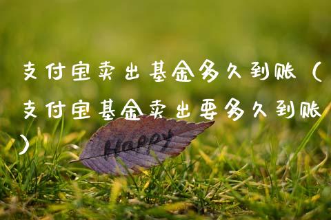 支付宝卖出基金多久到账（支付宝基金卖出要多久到账）_https://www.ltsssb.com_国际财经_第1张