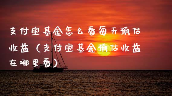 支付宝基金怎么看每天预估收益（支付宝基金预估收益在哪里看）_https://www.ltsssb.com_基金频道_第1张